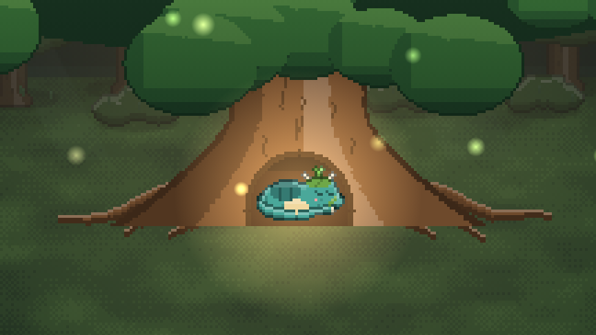 The baby dragon Ember asleep in the hollow of the Mother Tree